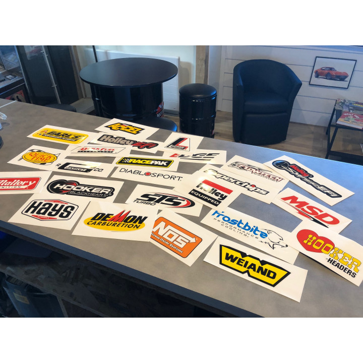kit de 24 autocollants de grandes marques US, décoration atelier