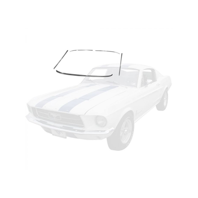Kit de moulures chromées d'entourage de pare brise, Mustang Fastback et Coupé de 65 à 68