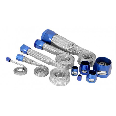 Kit de gaines en Inox avec raccord bleus pour toutes durites d’eau, Mustang V8 de 64 à 73