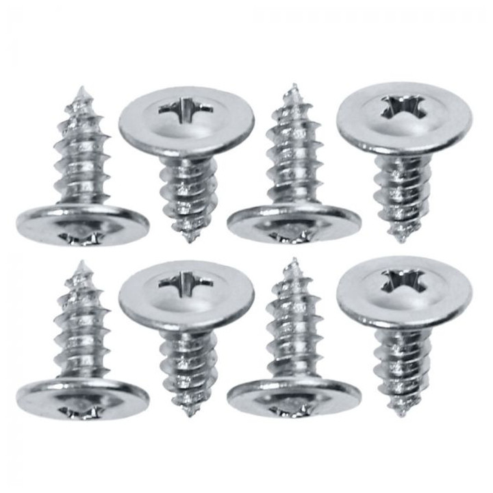 Set de 8 vis de fixation de moulures chromées d’ailes, Mustang 64 à 73