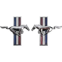Emblèmes d’ailes – paire – pony et drapeau, Mustang 64-68