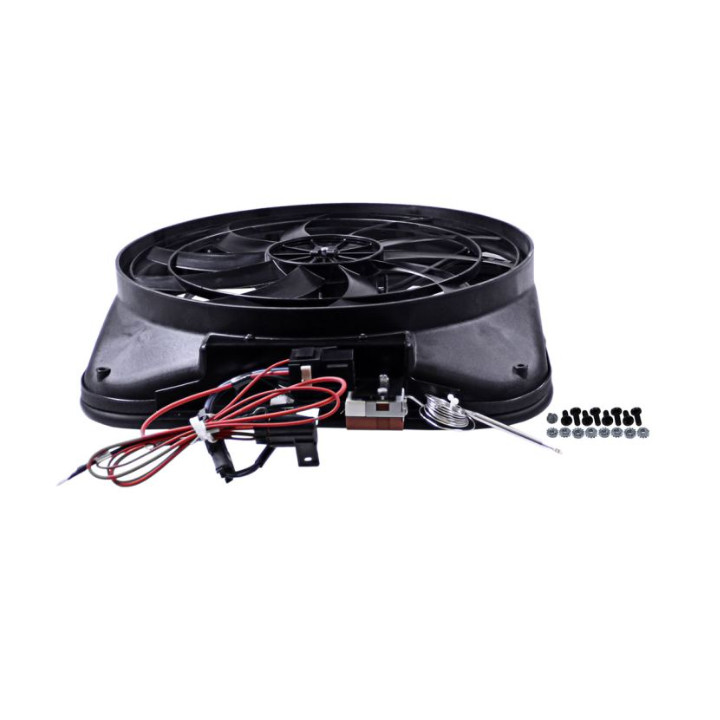 Ventilateur électrique avec carénage 14", 8 Pales, avec faisceau, relais et sonde, Mustang 64 à 66