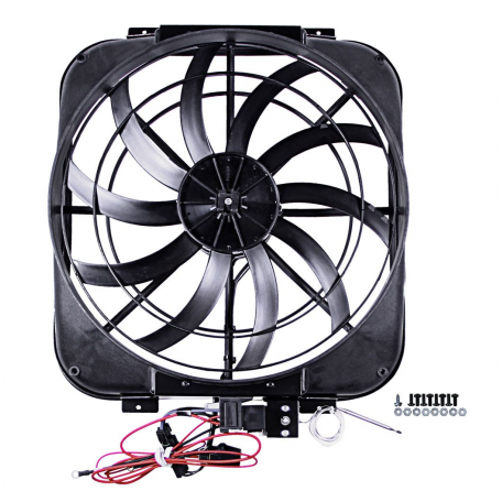 Ventilateur électrique avec carénage 14", 8 Pales, avec faisceau, relais et sonde, Mustang 64 à 66