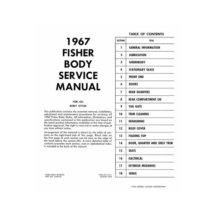 Manuel de réparation pour Corvette de 1967