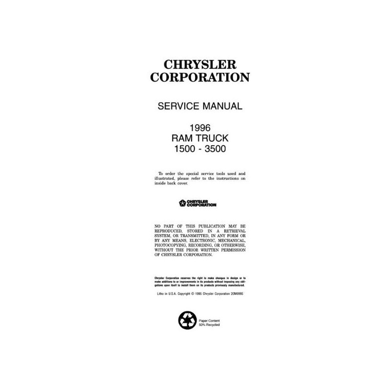Manuel de réparation pour RAM 1500 2500 3500 de 1996