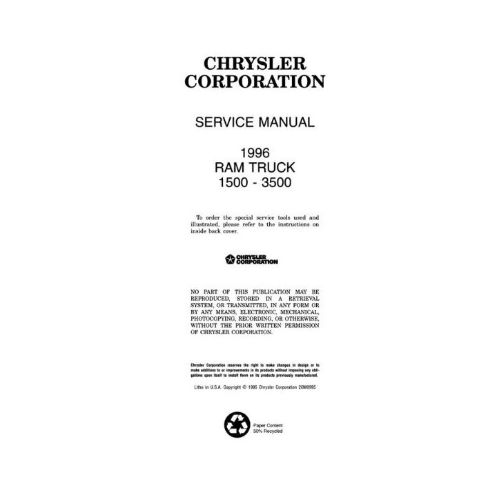 Manuel de réparation pour RAM 1500 2500 3500 de 1996