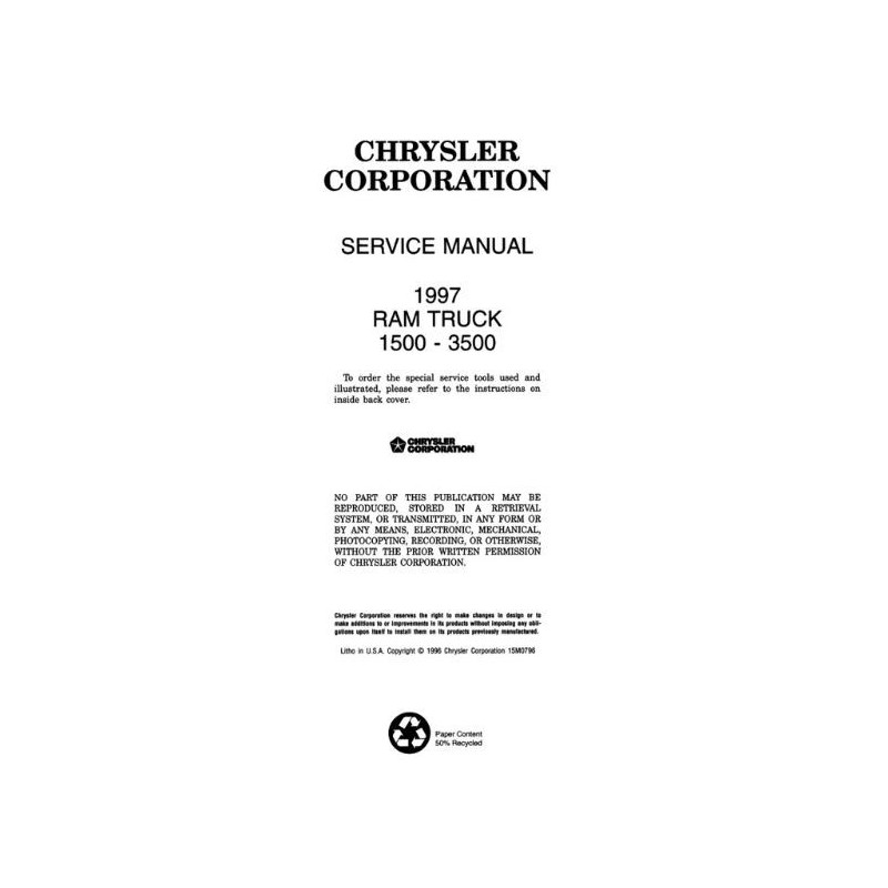 Manuel de réparation pour RAM 1500 2500 3500 de 1997