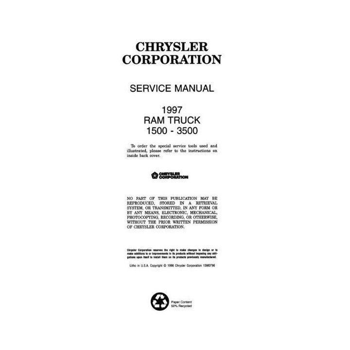 Manuel de réparation pour RAM 1500 2500 3500 de 1997