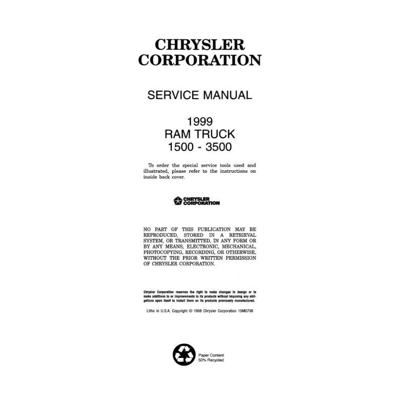 Manuel de réparation pour RAM 1500 2500 3500 de 1999
