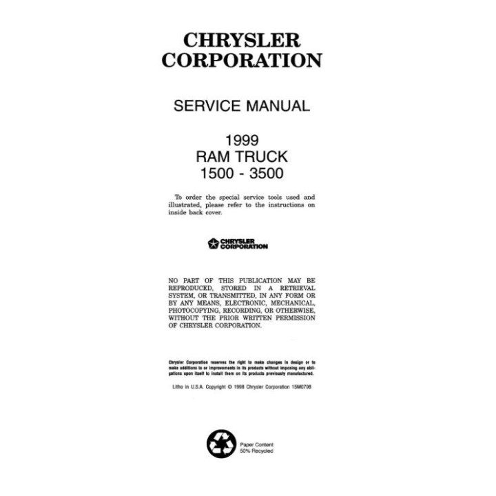 Manuel de réparation pour RAM 1500 2500 3500 de 1999