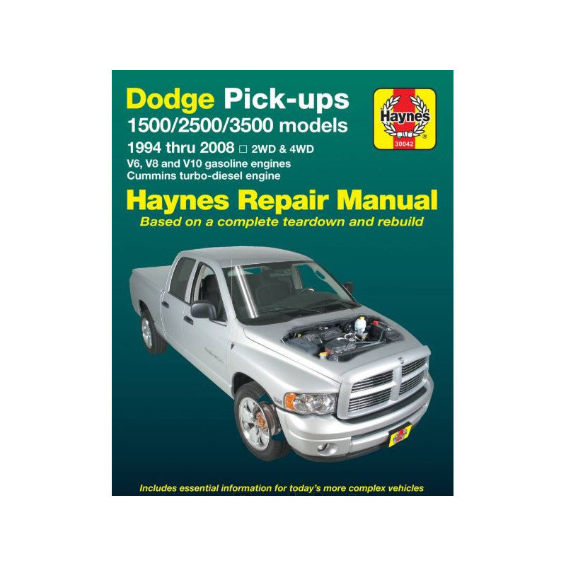Manuel de réparation Haynes pour RAM 1500 2500 3500 de 1994 à 2008