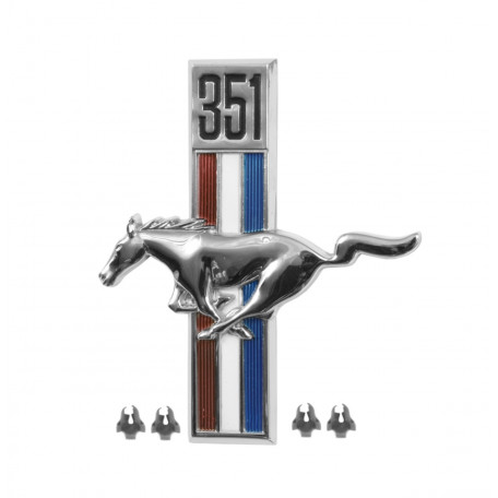 Emblème d'aile 351 côté conducteur, Mustang 67 à 68