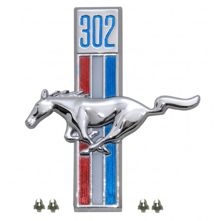 Emblème d'aile 302 côté conducteur, Mustang 67 à 68